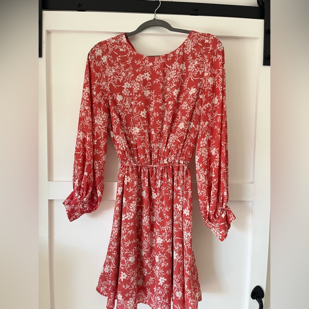 Spring/Summer/Fall Long Sleeve Mid-Thigh Pink with floral dress